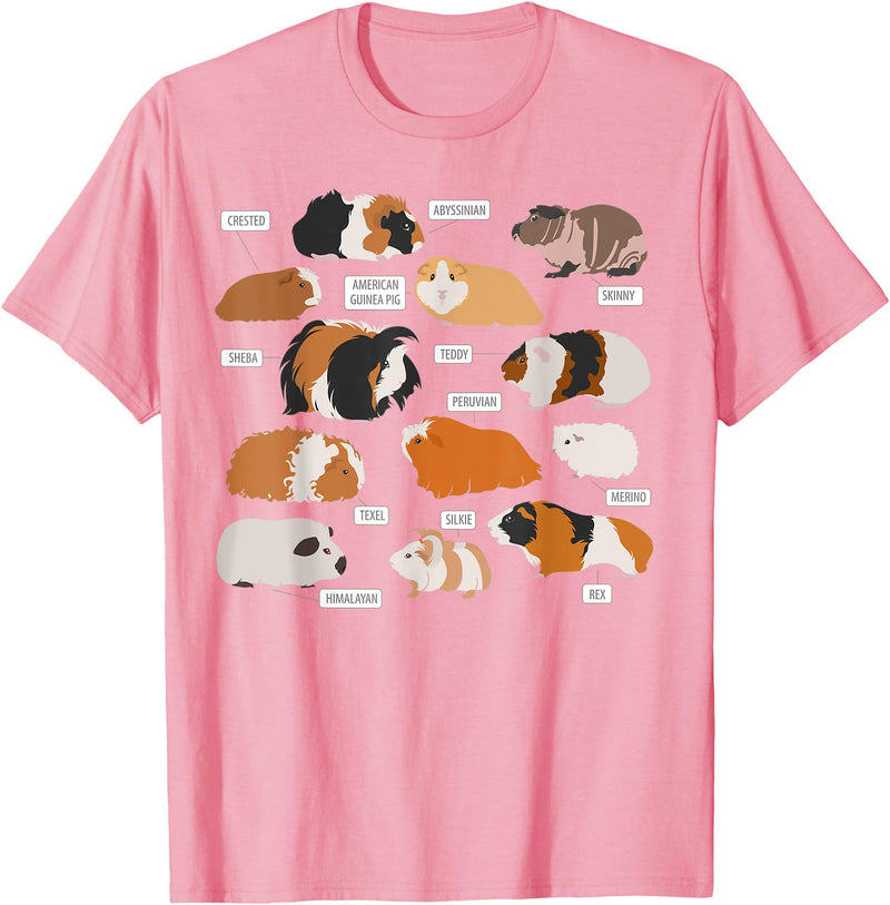 Guinea pig breeds Shirt Shirt Costume Clothing Tee Guinea pig breeds Shirt Shirt Costume Clothing Accessories T-Shirt - Pink