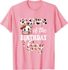 Love Family Matching Grandpa Of The Birthday Boy Cow Farm 1St Birthday Boy T-Shirt - Pink