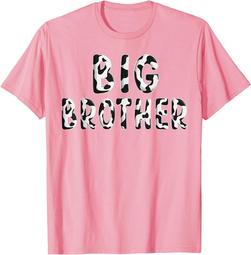Cow Pattern Print Family Matching Birthday Shirts Cow Big Brother Birthday Family Matching Fathers Day Boy T-Shirt - Pink