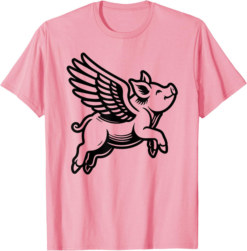 Funny Pig Humor by TKsTees Funny Flying Pig Oink Aviator T-Shirt - Pink