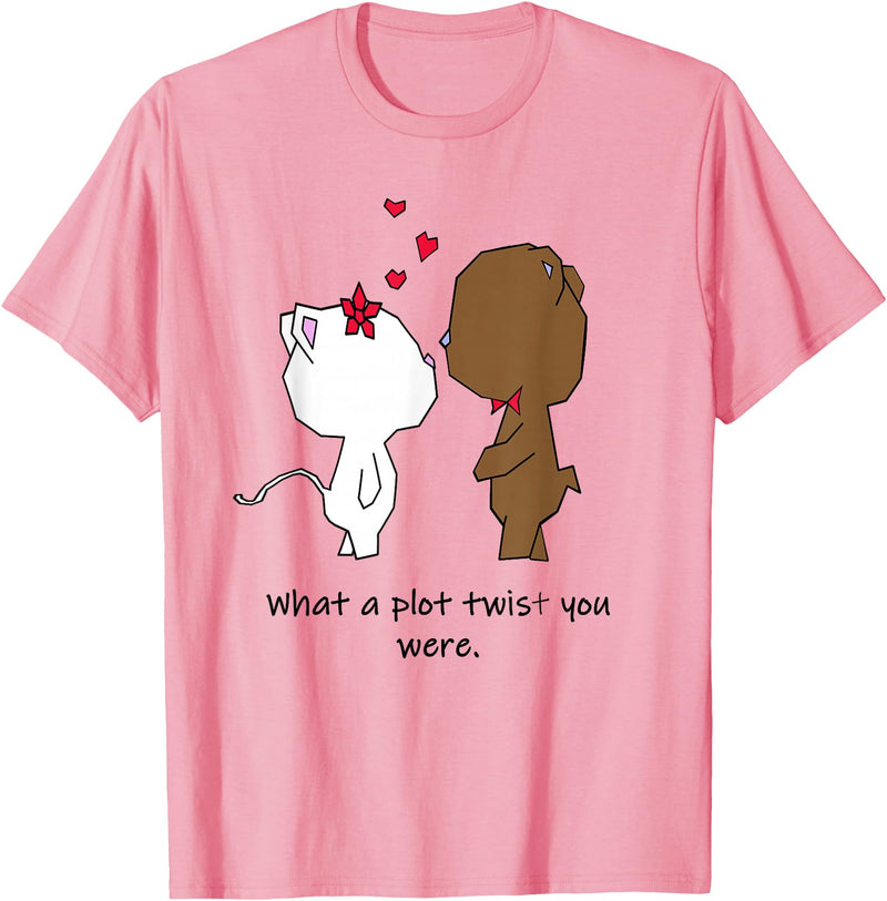 Valentinstag Geschenk - Love Animal Couple Love Animal Cat and Bear Couple - Valentine's Day Gift T-Shirt - Pink