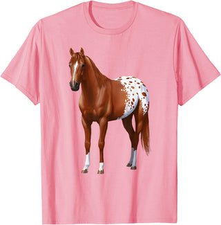 Horse Lover Art by CSForest Chestnut Sorrel Blanket Appaloosa Horse Lover Gift T-Shirt - Pink