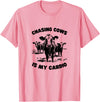 Farm Life Apparel & Gifts CHASING COWS IS MY CARDIO - Fun Farming T-Shirt - Pink