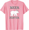 funny Beer Hunter shirt Funny Bear Deer BEER Hunting Tee Shirt T-Shirt - Pink