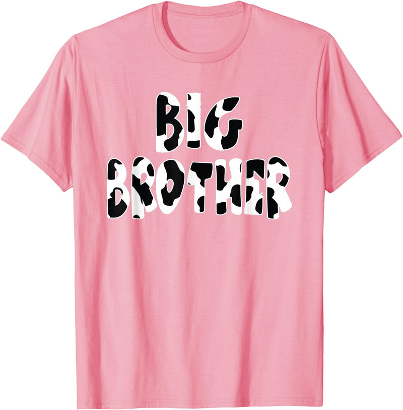 funny saying Gifts for Family Members and more Big Brother Cow Print Cow Pattern T-Shirt - Pink