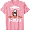 Cute Hereford Cow Family Apparel Proud Hereford Cow Grandma T-Shirt - Pink
