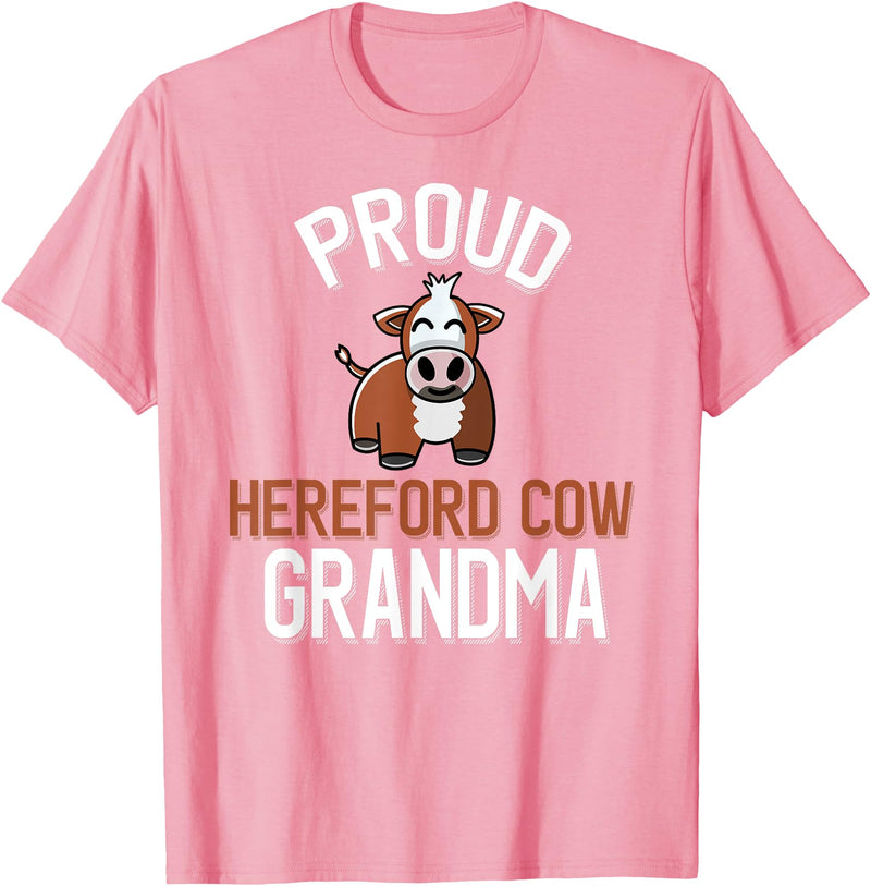 Cute Hereford Cow Family Apparel Proud Hereford Cow Grandma T-Shirt - Pink