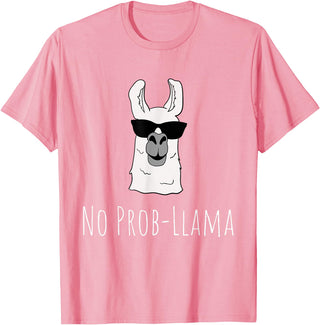 Llama Mama Apparel No Prob-Llama No Problem Cute Funny Cool Llama Alpaca Gift T-Shirt - Pink