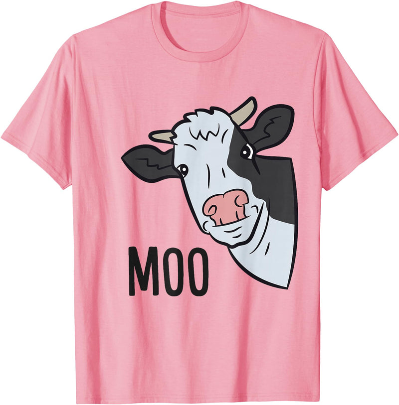 Cow Farm Animal Tees For Cow Lovers Cow Moo Farm Animal Funny Cow T-Shirt - Pink
