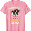 Funny Gift Idea for Sunflower and Cow Lovers Easily Distracted By Sunflowers and Cows T-Shirt - Pink