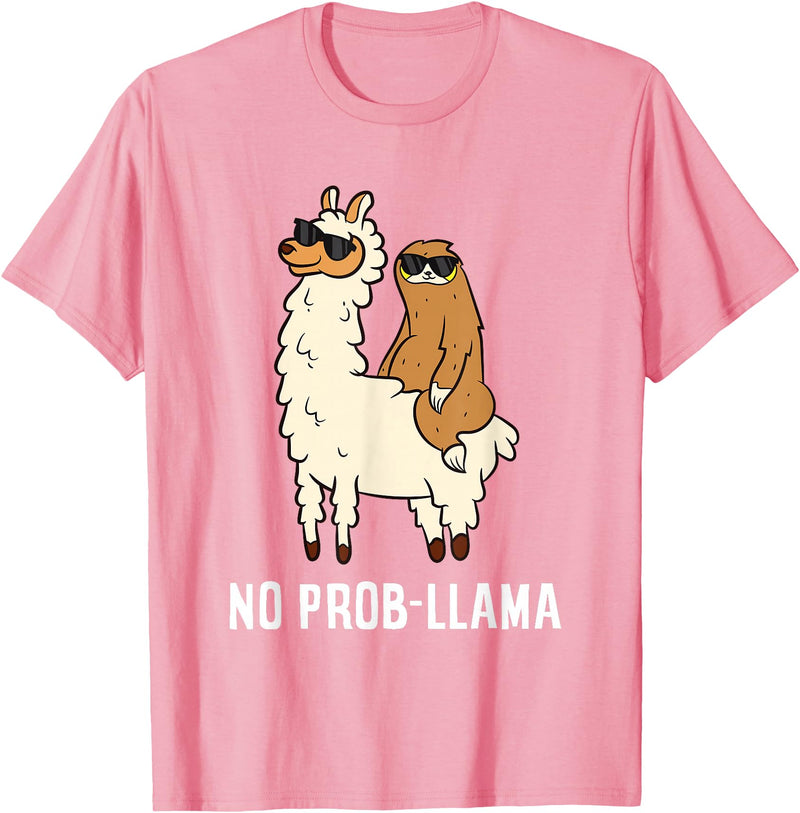 The Llama Lover No Prob-llama Cute No Prob Llama T-Shirt - Pink