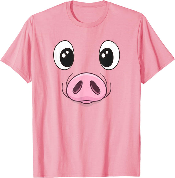 Pig Face Halloween Pig Costume Birthday Cute Pig Kids T-Shirt - As Pictured
