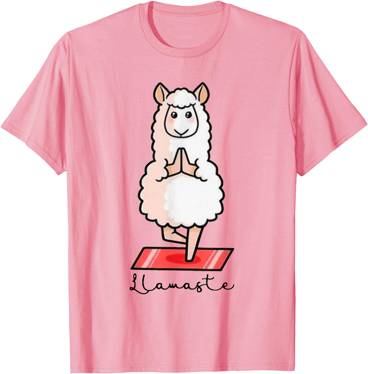 Dibba Designs Llamaste Llama Alpaca Yoga Exercise Fitness Gym Workout T-Shirt - Pink