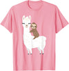 Sloth & Llama Animal Gifts Sloth Riding Llama Shirt Funny Birthday Gift for Boy, Girl T-Shirt - Pink