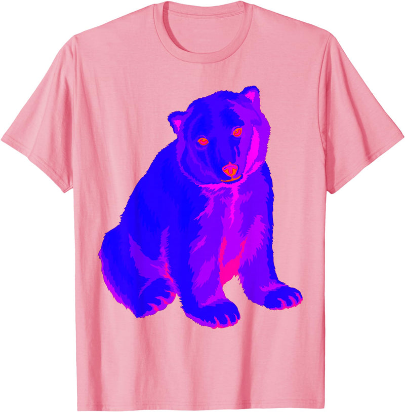 EDM Polar Bear T-Shirt EDM Electronic Techno Polar Bear Trippy Rave Shirt T-Shirt - Pink