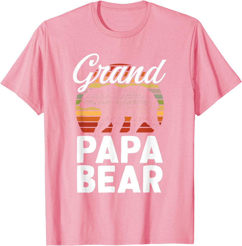 Crazy Grandpa Apparel & Gifts Fun Grandpa Animal Sunset Graphic - Grandpapa Bear T-Shirt - Pink