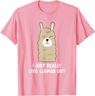 Funny Llama And Alpaca Gifts I Just Really Like Llamas T-Shirt - Pink