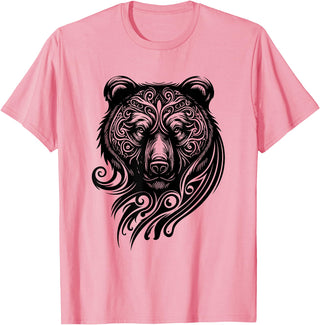 Best Tribal Tattoo Designs I Trends I Born for Art Bear Grizzly Nordic Indian Celtic Mythology Wild Animal Fan T-Shirt - Pink