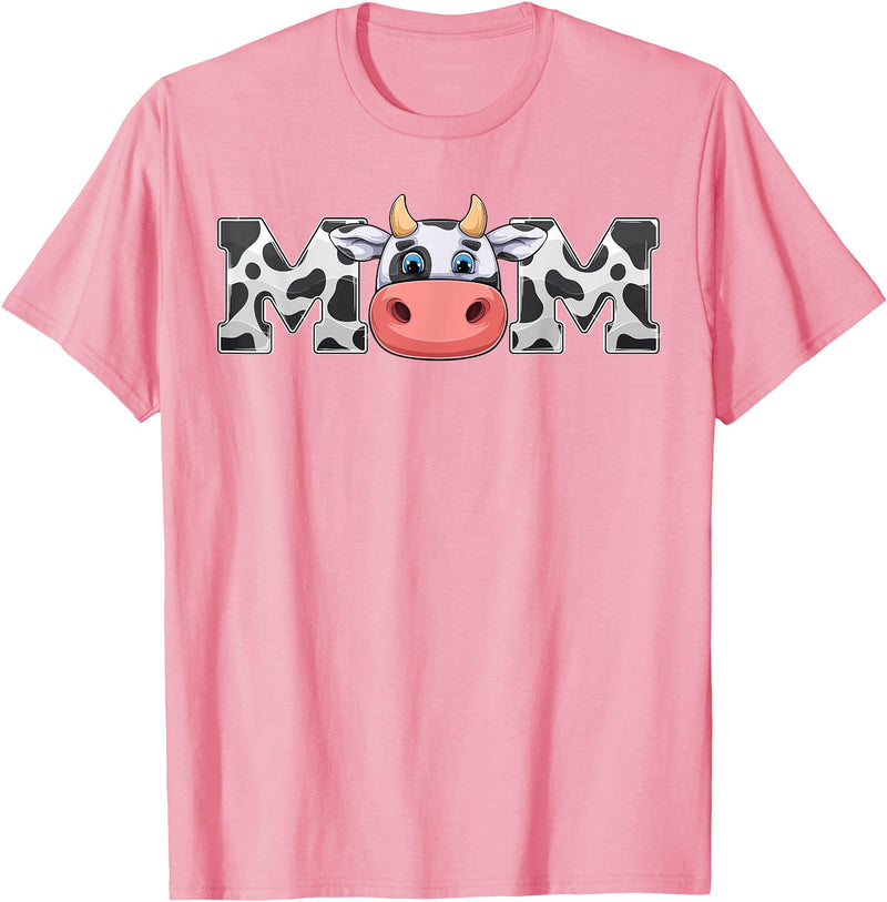 ETHRLO cow im one birthday decorations Shirts Mom Cow Print Cowboy Animal Pattern Farmer Cow Mother Mom T-Shirt - Pink
