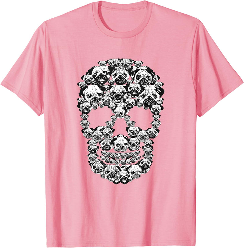 Funny Halloween Dog Costume Gift Idea Funny Skull Costume Men Women Pug Lover Halloween Dog T-Shirt - Pink