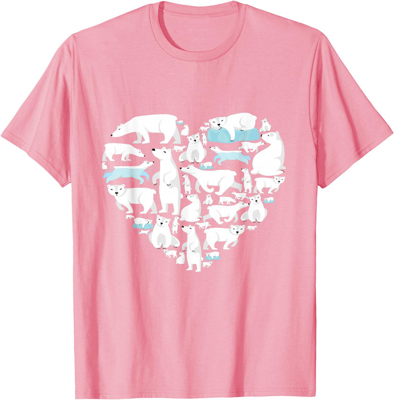 Polar beart lover heart gifts idea kids boys girls Polar Bear Lover Polar Bear Heart Valentine Gift Men Women T-Shirt - Pink