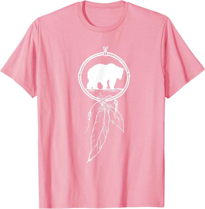 American Indian Shirts by CrushRetro Native American Dreamcatcher Bear Women Men Kids T-Shirt - Pink