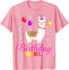 Birthday Llama Shirts Gift Cute Llama Shirt Party Animal Funny Gift for Birthday Girl T-Shirt - Pink