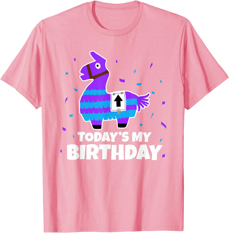 Todays My Bday LLama Tees Cute Birthday Llama Funny Bday Animal Party T-Shirt - Pink