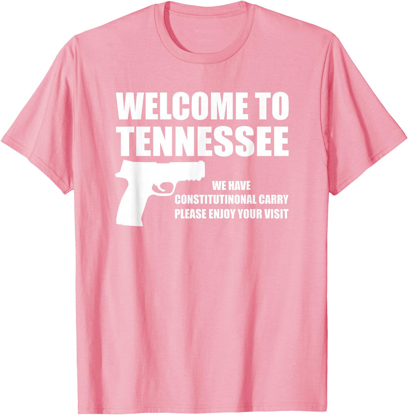 Welcome To Tennessee Bear Arms Gifts Welcome To Tennessee Pro Gun T-Shirt - Pink
