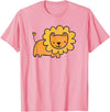 Animal Collection. Cute Lion Shirt Funny Kids Animal Drawing T-Shirt - Pink