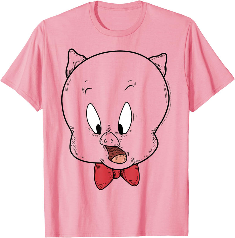 Looney Tunes Porky Pig Face Line Art T-Shirt - As Pictured