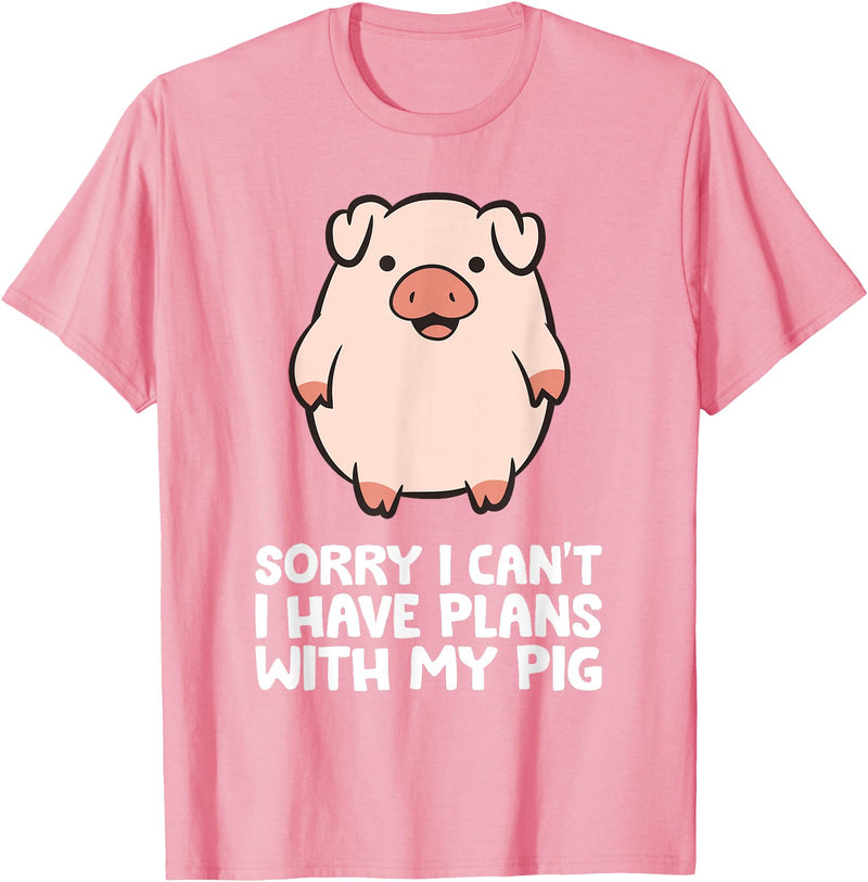 Pig Lover and Pig Farmer Gifts And Tees Pig Owner Pig Farmer Sorry I Can't I Have Plans With My Pig T-Shirt - Pink