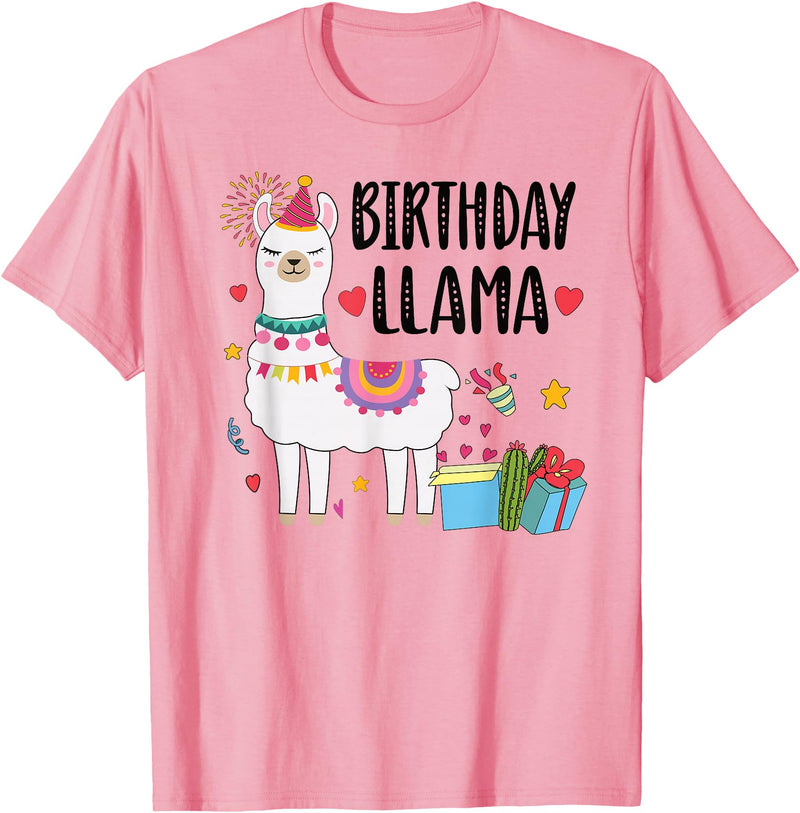 Matching Llama Birthday Party Supplies Birthday Llama Girl Birthday Party Llama Birthday Outfit T-Shirt - Pink