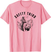 Exteevaganza Safety Third Cowboy Riding Bear Humorous Graphic T-Shirt - Pink