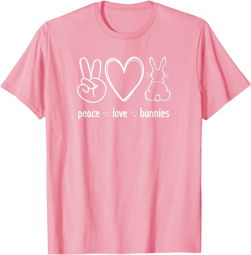 Peace Love Bunnies, Funny, Jokes, Sarcastic Sayings T-Shirt in Pink