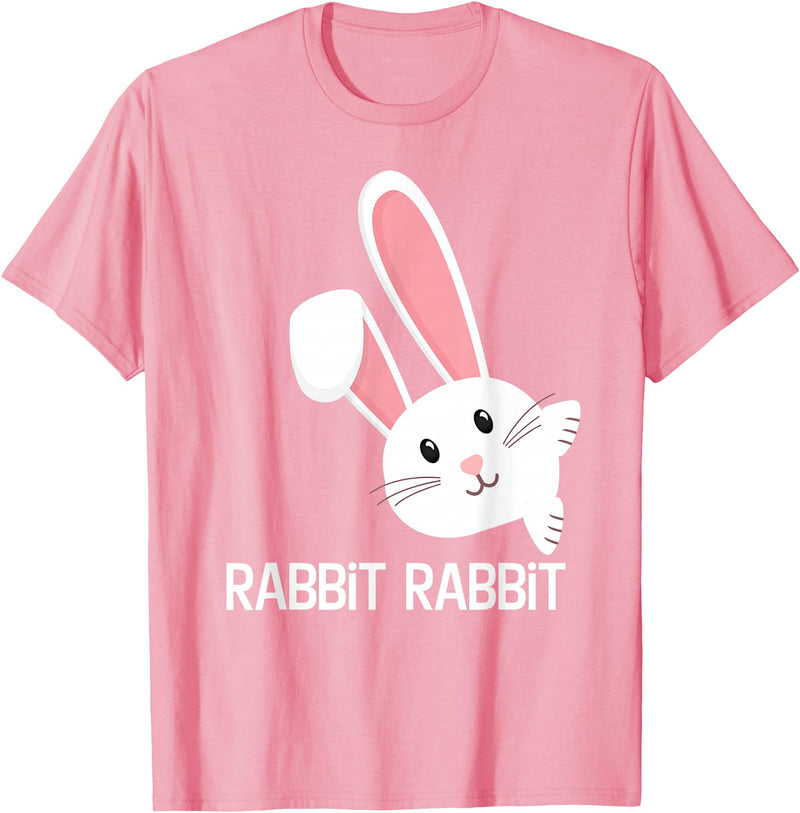 Rabbit First Day of the Month Good Luck Phrase T-Shirt in Pink