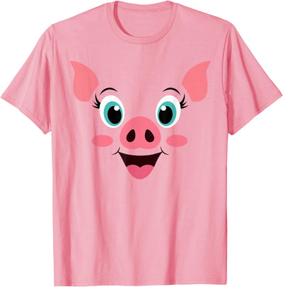 Pig Costume Cute Rubber Pig Face Halloween Men Women Kids T-Shirt