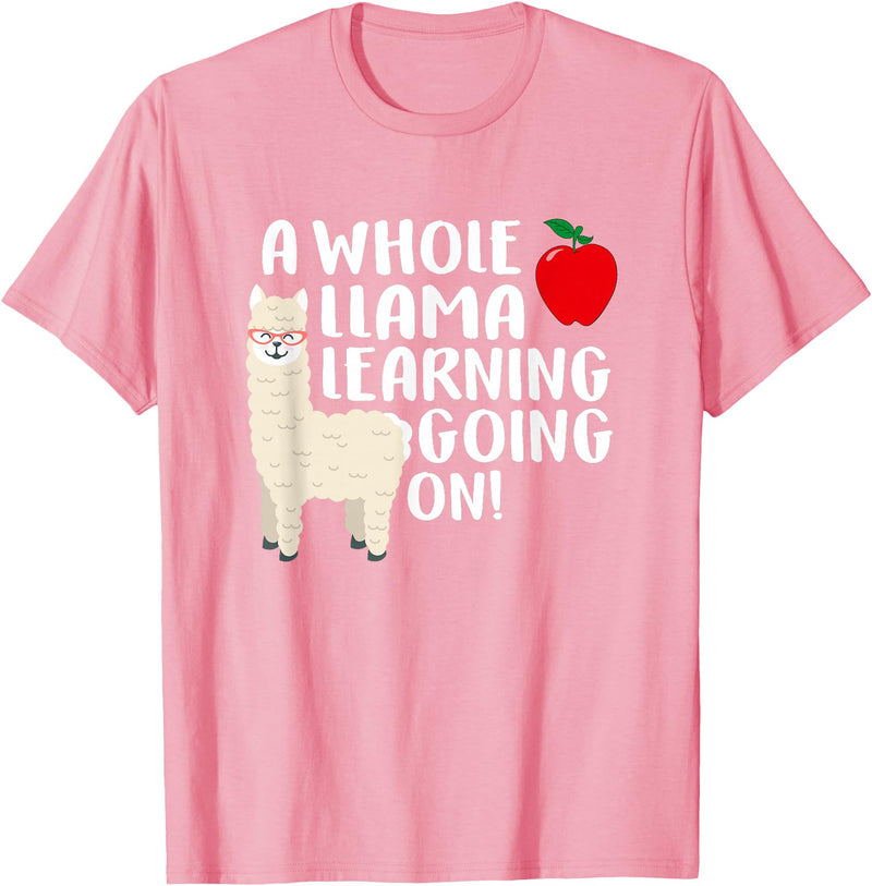 SOMMAS TEACHER A Whole Llama Learning Going on Funny First Grade Teacher T-Shirt - Pink
