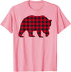 Christmas Family Matching Gift by AAM Red Plaid Bear Christmas Matching Buffalo Family Pajama T-Shirt - Pink