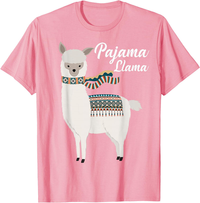 Llama Pajamas GA Cute Pajama Llama Bed Time T-Shirt Llama Pajama T-Shirt - Pink