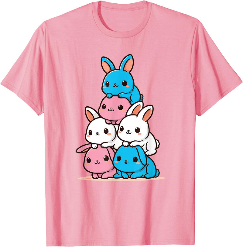 Rabbit Trans Sexual Flag Pride Month Cute Rabbit LGBTQ T-Shirt in Pink