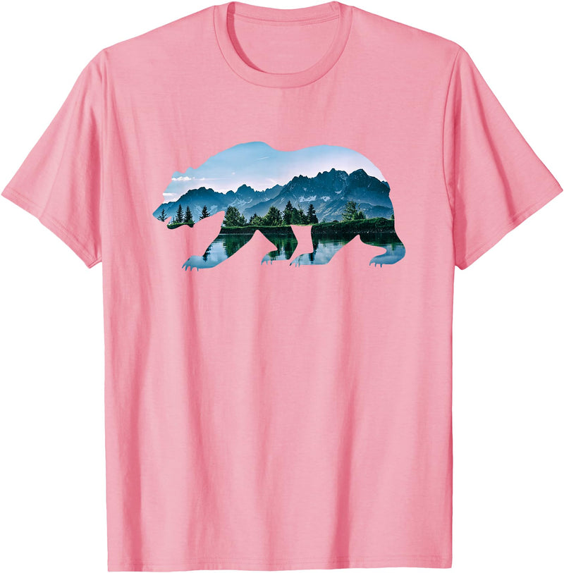 Retro National Park Shirts Bear Vintage National Park Bear Wildlife Mountains T-Shirt - Pink