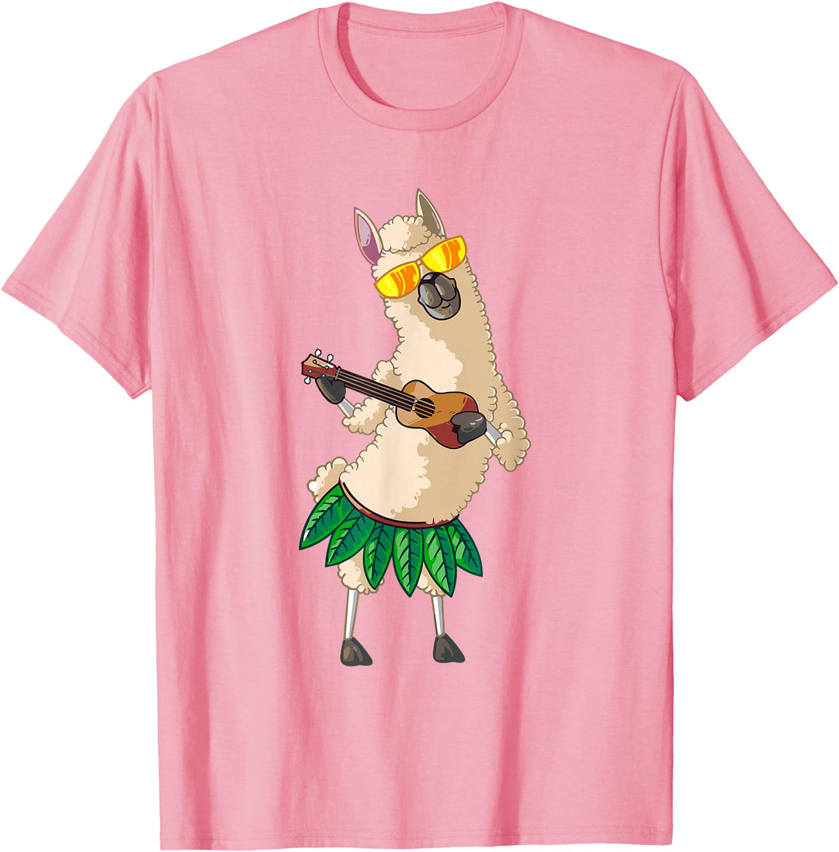 Llama Ukulele Luau TShirt Cute Gifts Llama Ukulele Luau Cute Funny Cool Hawaii Alpaca Gift T-Shirt - Pink