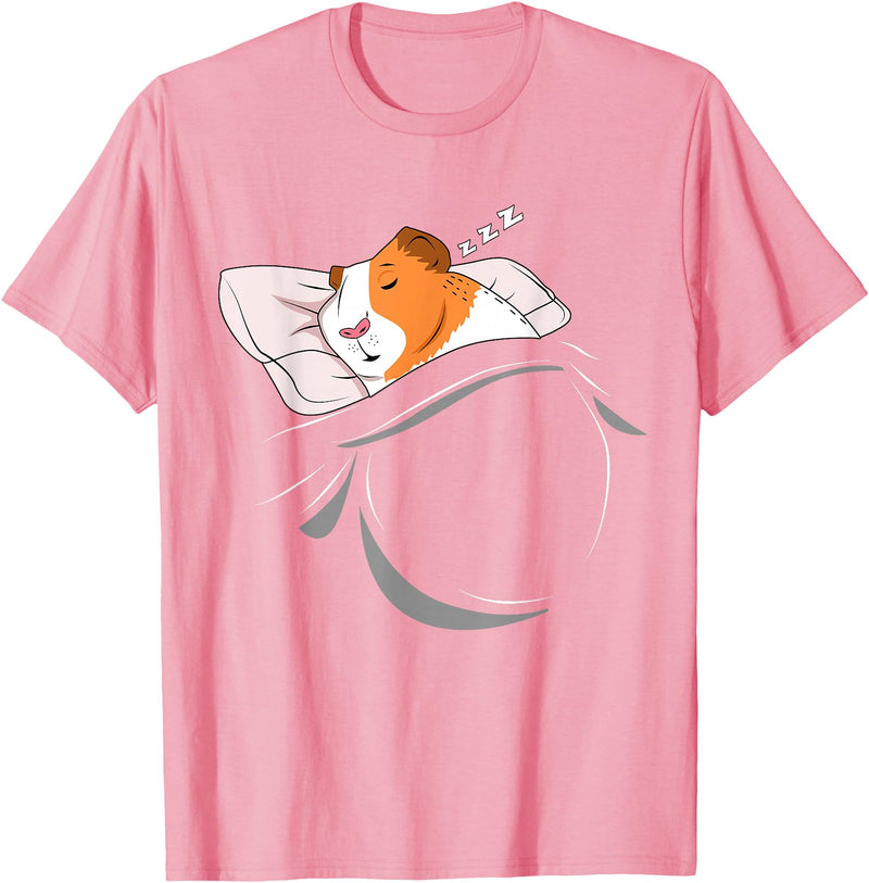 Cavy Lover Sleepy Pajama PJ Accessories Clothes Sleeping Guinea Pig Lover Owner Stuff Napping Cavy Piggy T-Shirt - Pink