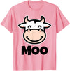 Kids Cow Design MOO Kids Cow Print Design | Cartoon Cow Face Design T-Shirt - Pink
