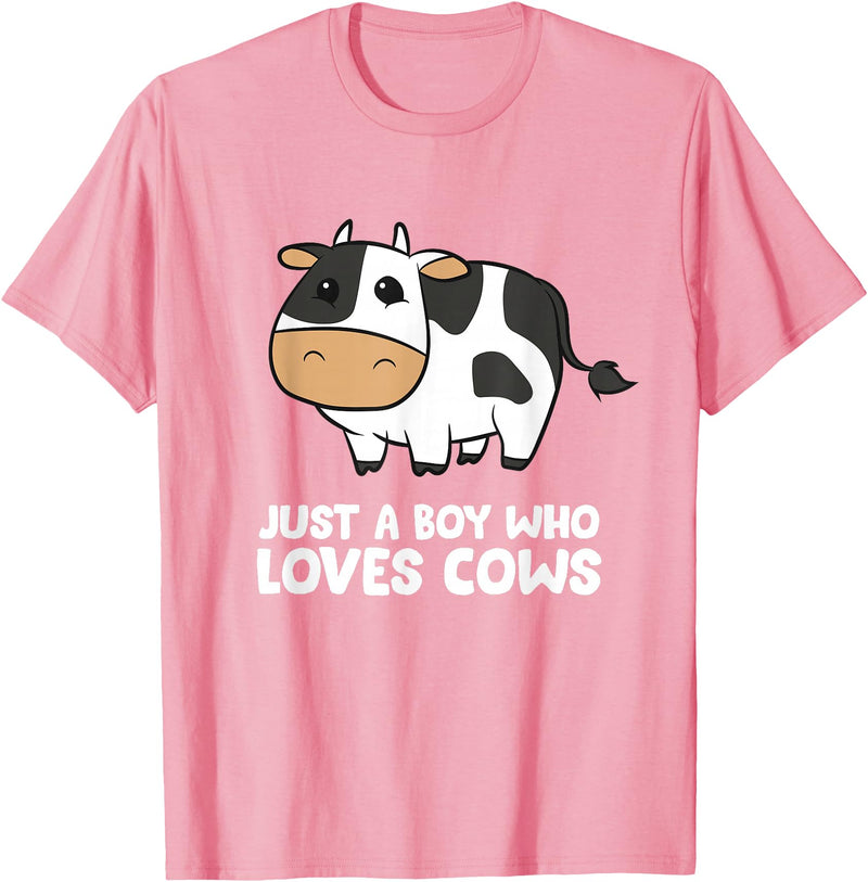 Funny Cow Lover Gifts Just a Boy Who Loves Cows T-Shirt - Pink