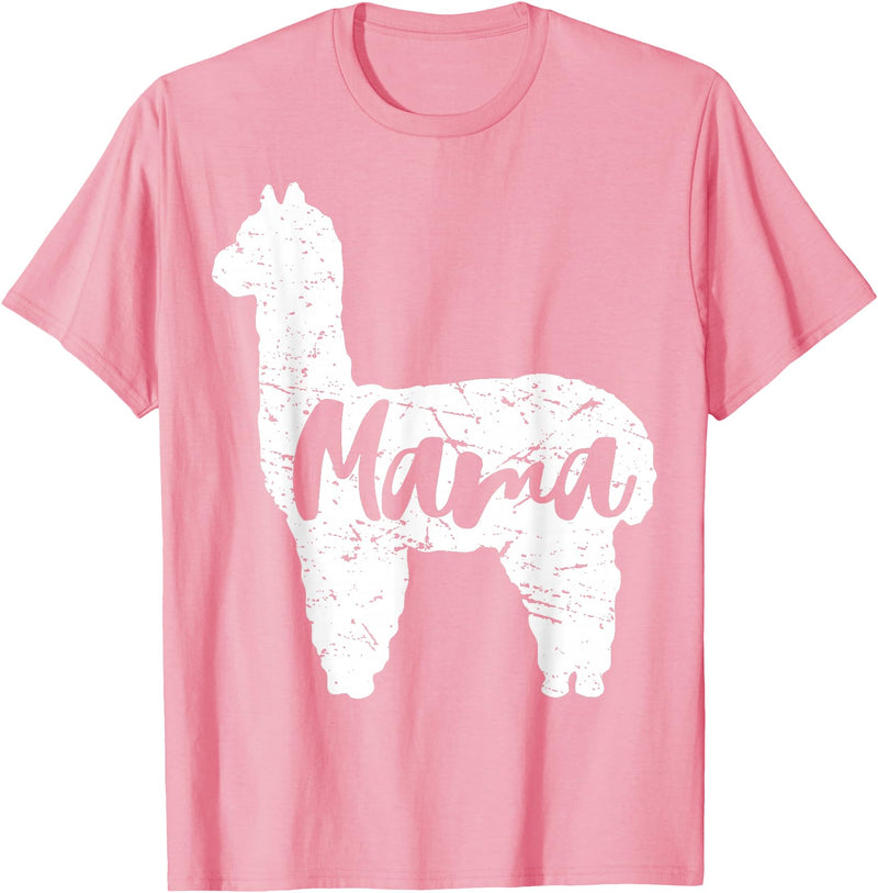 Happy Mothers Day Shirt Cute Gift Ideas Cute Proud Mama Llama Alpaca Happy Mothers Day Gift Shirt T-Shirt - Pink