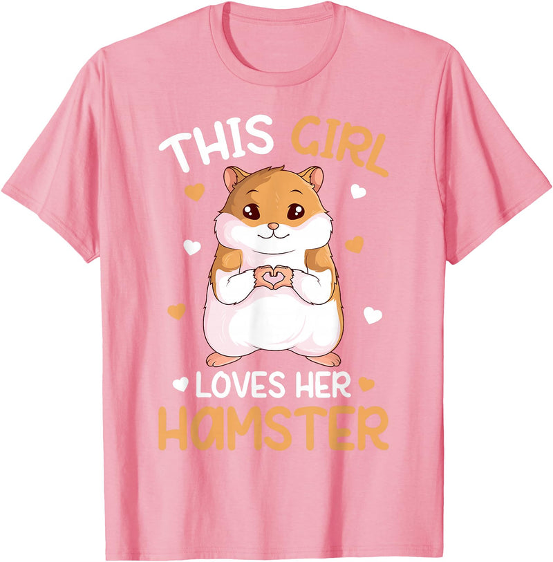 This Girl Loves Her Hamster Hammy Girls Hamster Lover T-Shirt - Pink