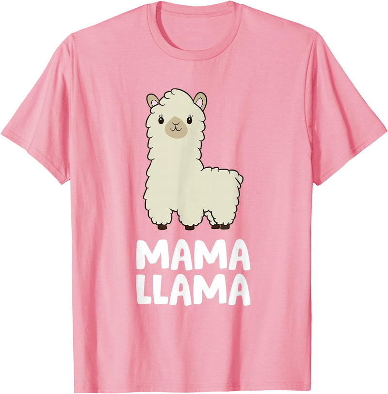 Llama Mama And Llama Papa Gifts Women Llama Mom Mama Llama T-Shirt - Pink