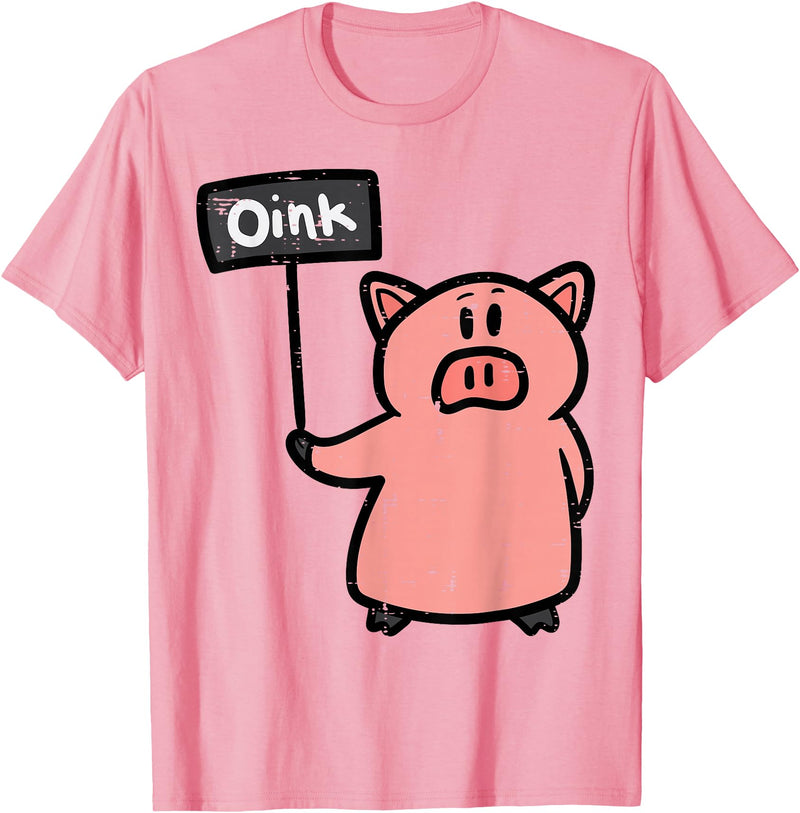 Pig Lover Shirts For Men Women Kids Pig Oink Sign Funny Hog Swine Farm Animal Men Women Kids T-Shirt - Pink